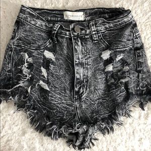 High waisted distressed shorts